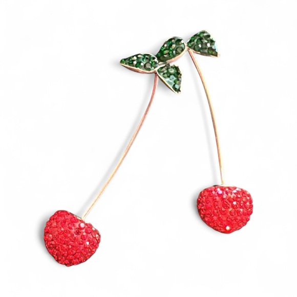 Accessories - Silver Cherry Rhinestone Brooch